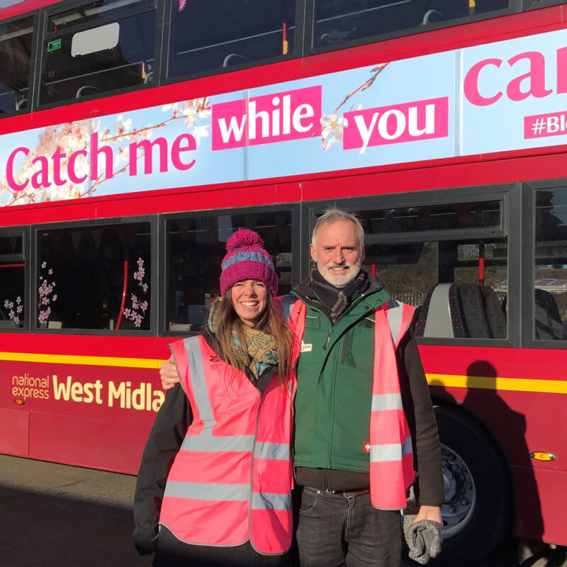 Matthew Thomas and Katy Wade with the Blossom Bus
